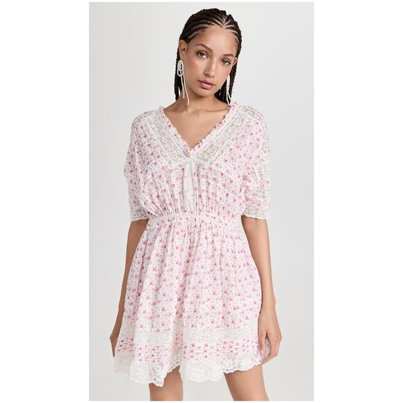 LOVESHACKFANCY Newton Dress in Poppy Pink Size Large - Picture 1 of 12